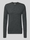 Blend Gebreide pullover met ribboorden, model 'BRANKO' Donkergrijs gemêleerd