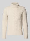 Superdry Rollkragenpullover mit Zopfmuster Ecru