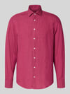 Seidensticker Regular Fit Business-Hemd aus Leinen mit Kentkragen Fuchsia