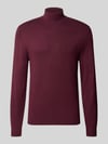 MCNEAL Slim Fit Rollkragenpullover aus Viskose-Mix Dunkelrot Melange