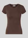 Gina Tricot Skinny Fit T-Shirt aus Baumwoll-Mix Schoko