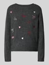 ONLY Sweter o kroju regular fit z dodatkiem wełny model 'SHINE' Antracytowy melanż