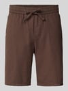 ONLY & SONS Regular Fit Bermudas aus Baumwoll-Leinen-Mix Modell 'LINUS' Dunkelbraun