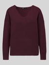 ONLY Sweter o kroju relaxed fit z dekoltem w serek Bordowy melanż