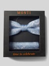 MONTI Fliege und Einstecktuch im Set aus Seide Bleu