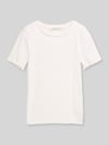 Tom Tailor Denim Slim Fit T-Shirt aus Baumwoll-Mix in Rippstrick Offwhite