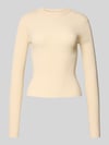 PIECES Slim Fit Strickpullover aus Viskose-Mix Modell 'MIRA' Sand