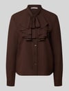 Christian Berg Woman Selection Regular fit strikblouse met ruches Donkerbruin