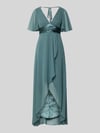 Jake*s Cocktail midi-jurk van chiffon met diepe V-hals Rietgroen gemêleerd