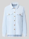 PIECES Regular Fit Cordbluse mit Brustpattentaschen Modell 'EFFI' Hellblau