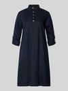 Christian Berg Woman Leinenkleid mit Stehkragen und kurzer Knopfleiste Dunkelblau