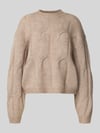 PIECES Relaxed Fit Strickpullover mit Woll-Anteil Modell 'JENNA' Beige