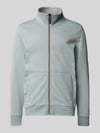 Tom Tailor Regular fit sweatjack met opstaande kraag en rubberen logoprint Mintgroen