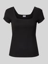 Jake*s Studio Woman T-Shirt in Ripp-Optik mit Karree-Ausschnitt Black