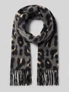 Kurt Beines Schal mit Fransen und Animal-Print Mittelgrau