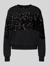 PIECES Regular Fit Sweatshirt aus Baumwoll-Mix mit Pailletten Modell 'NANCY' Black
