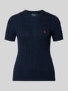Polo Ralph Lauren Slim Fit Kurzarmpullover mit Label-Stitching Marine