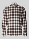 bugatti Regular Fit Freizeithemd mit Button-Down-Kragen Mittelbraun