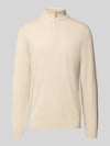 ONLY & SONS Regular Fit Troyer aus Baumwoll-Viskose-Mix Modell 'LOUI' Offwhite Melange