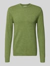 Blend Gebreide pullover met ribboorden, model 'BRANKO' Olijfgroen gemêleerd