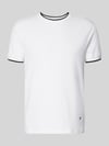 Manuel Ritz T-shirt z okrągłym dekoltem i paskami w kontrastowym kolorze Biały