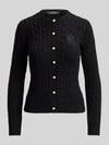 Lauren Ralph Lauren Regular Fit Strickjacke aus reiner Baumwolle mit Logo-Stitching BLACK