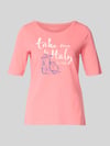 Tom Tailor Regular Fit T-Shirt aus Baumwoll-Mix mit Motiv-Print Pink