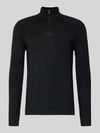BOSS Green Regular Fit Troyer mit Schurwoll-Anteil Modell 'TOUR SEAMLESS QZ' Black