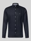 Fynch-Hatton Slim Fit Leinenhemd mit Haifischkragen Marine
