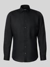 Jake*s Regular Fit Freizeithemd aus Leinen-Mix Black
