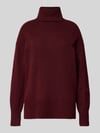 PIECES Regular Fit Rollkragenpullover mit Woll-Anteil Modell 'MALOU' Dunkelrot Melange