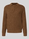 Jake*s Studio Men Strickpullover mit Kentkragen Dunkelbraun Melange