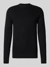Selected Sweter z dzianiny o kroju regular fit z czystej bawełny model ‘DANE’ Czarny