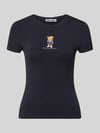 REVIEW Slim Fit T-Shirt mit Logo-Print Dunkelblau