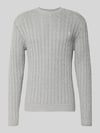REVIEW Slim Fit Strickpullover reine Baumwolle Hellgrau Melange