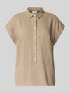 ICHI Regular Fit Bluse aus Leinen-Viskose-Mix Modell 'LINNO' Taupe