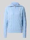 Tommy Hilfiger Relaxed Fit Troyer aus reiner Wolle Hellblau