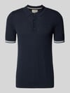 Superdry Slim Fit Poloshirt mit Strukturmuster und Knopfleiste Marine