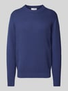 Selected Gebreide pullover met ribboorden, model 'DANE' Koningsblauw