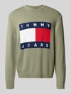 Tommy Jeans Regular Fit Strickpullover aus reiner Baumwolle Oliv Melange