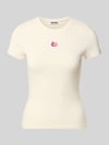 REVIEW slim fit T-shirt met motiefstitching Offwhite