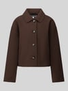 PIECES Loose fit lange jas met platte kraag model 'AYA' Donkerbruin