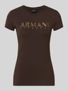 Armani Exchange Slim Fit T-Shirt mit Label-Print Dunkelbraun