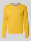 Fynch-Hatton Strickpullover mit Label-Strickerei GELB