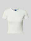 HUGO Blue t-shirt o kroju slim fit, krój krótki, z mieszanka bawełny
model 'BABY TEE_B' Trzcinowy