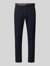 JACK & JONES Slim Fit Stoffhose mit abnehmbaren Gürtel Modell 'Marco' Dunkelblau