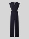 COMMA Jumpsuit mit V-Ausschnitt und Bindegürtel Marine
