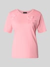 monari regular fit T-shirt met florale siergarnering Oudroze