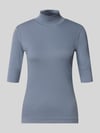 Marc Cain t-shirt o kroju krój slim fit z mieszanka bawełny ze stójka Szaroniebieski