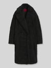 HUGO oversized fit teddy- / lange jas van imitatiebont met reverskraag model 'Malite-1' Zwart
